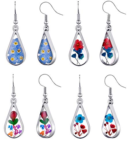 Multicolor Pressed Flower Earrings for Women