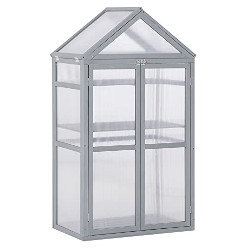 Outsunny Garden Wood Cold Frame Greenhouse Flower Planter