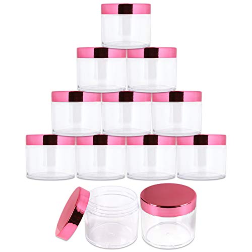 Beauticom 2 oz. Round Clear Plastic Jars with Rose Gold Lids