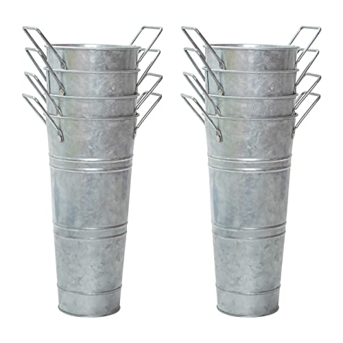 Galvanized Metal Vases for Home Decor and Weddings (Set of 8)
