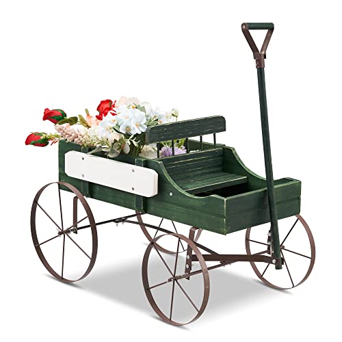 Retro Wooden Wagon Wheel Decor and Planter