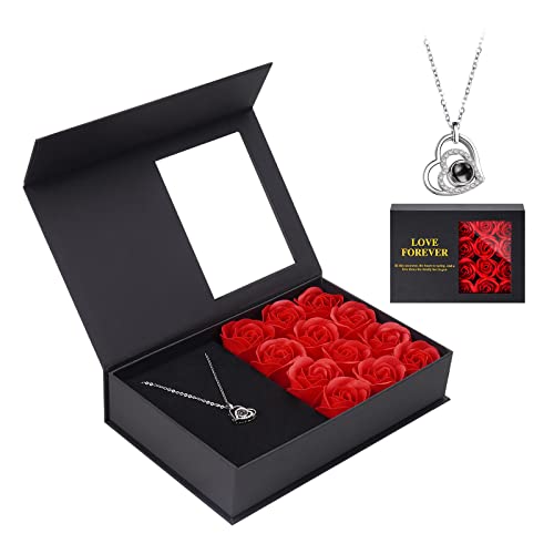 WOKEISE Forever Unique Roses Gifts with Necklace