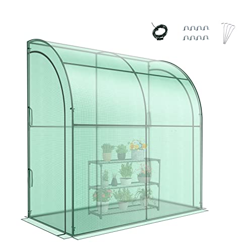 Graffy Lean to Greenhouse with Shelves & 2 Zipper Doors