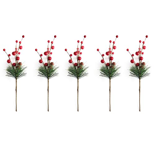 Christmas Tree Picks Holly Berry Craft Artificial Red Berry Pine