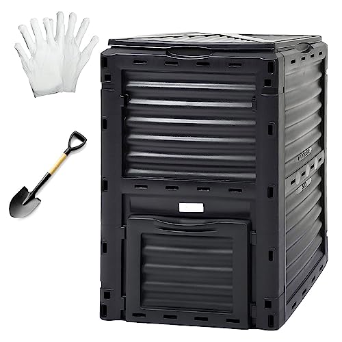 Large Outdoor Compost Bin with Snap-on Lid and Aeration System