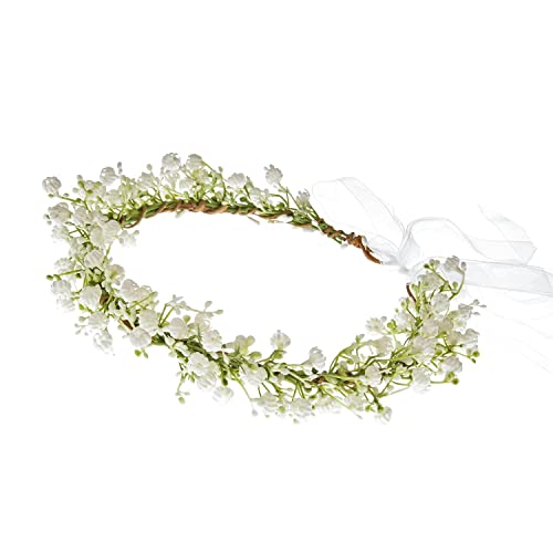 Enchanting Bridal Flower Crown: Artificial Baby Breath Green Headpiece