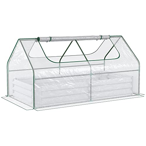 Outsunny Galvanized Raised Garden Bed with Mini Greenhouse Cover