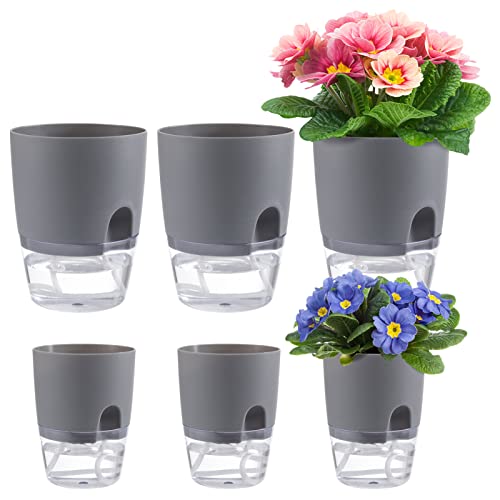 Self Watering Flower Pots - Set of 6 Plants Wicking Pots