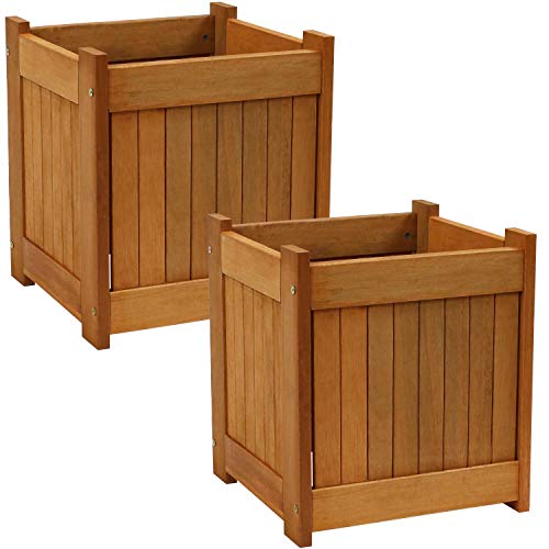 Sunnydaze Meranti Wood Planter Box Set