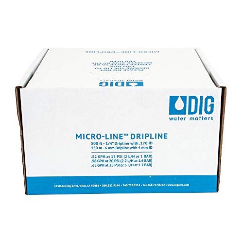 DIG Drip Line 500', 6" Emitter Spacing, Black - Drip Irrigation Tubing