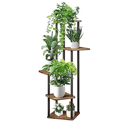 YOCOMEY 5 Tier Wood Tall Plant Stand