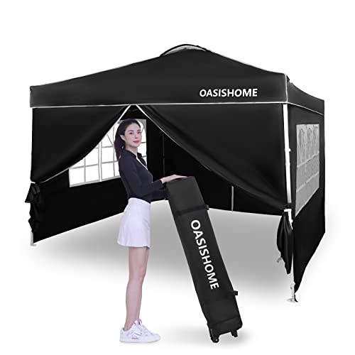 OASISHOME Pop-up Gazebo Canopy Tent with 4 Sidewalls and Windows