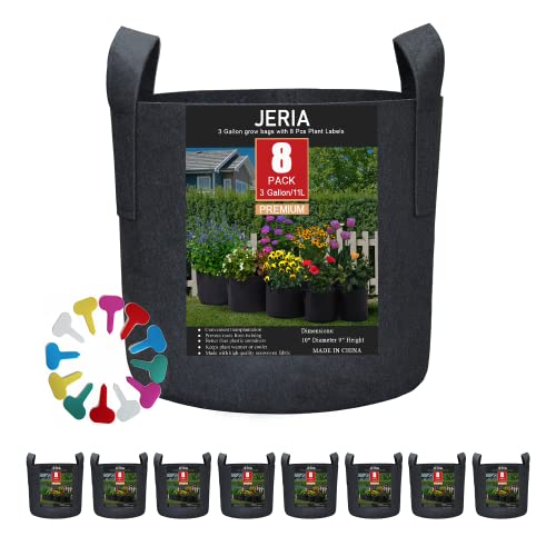 JERIA 8-Pack 3 Gallon Grow Bags with Handles