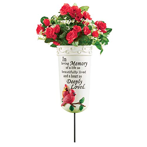 Loving Memory Cardinal Memorial Garden Vase Stake