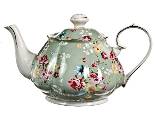 Gracie China Shabby Rose Porcelain Teapot