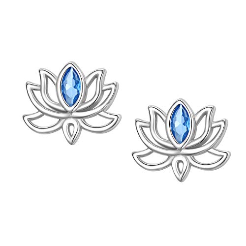 Blue Lotus Flower Drop Earrings