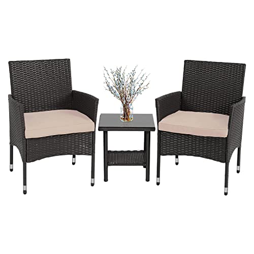 FDW Outdoor Wicker Bistro Rattan Chair Conversation Set