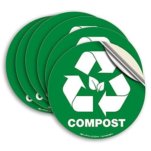 iSYFIX 5-Inch Compost Stickers - 6 Pack for Trash Can Bins