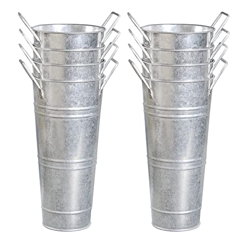 YEENAASY Galvanized Metal Bucket Vases Set of 8