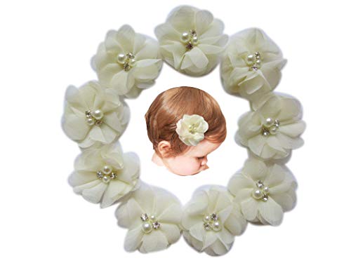 Chiffon Flower Hair Clips with Rhinestones and Pearl