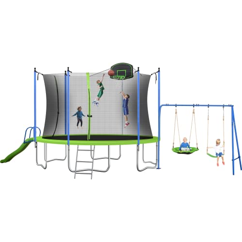 12FT Trampoline with Slide and Swings