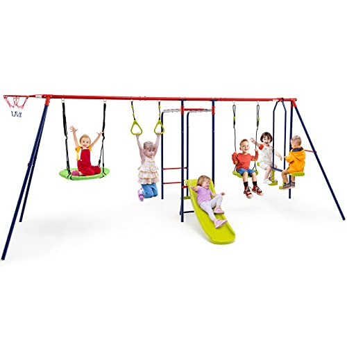 OLAKIDS Swing Sets for Backyard - Ultimate Outdoor Playset for Kids