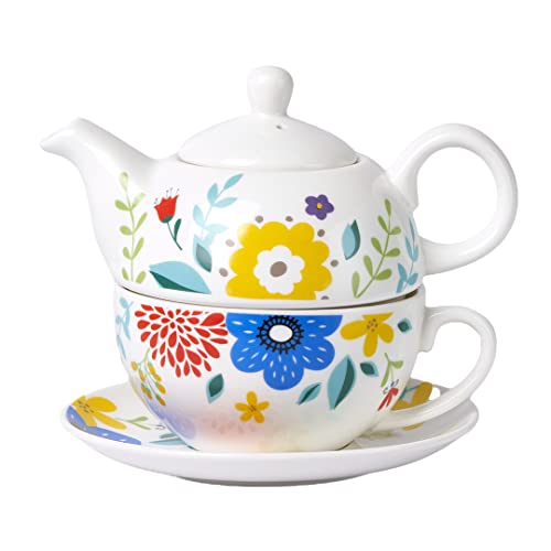 Colorful Flower Porcelain Tea Set