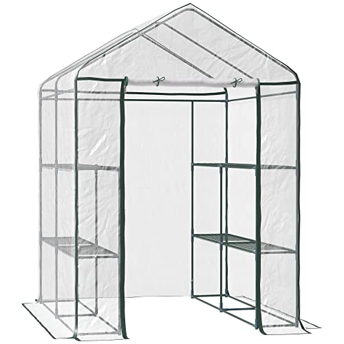Outsunny 5' x 5' x 6' Walk-in Greenhouse with 3-Tier Shelving