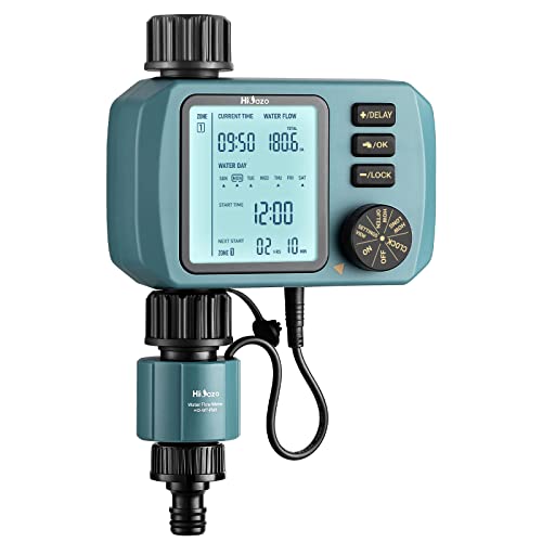 HiOazo Programmable Water Timer with Flow Meter