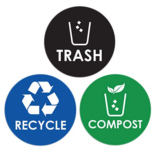 Recycle and Trash Can Compost Sticker - 6 Pack Bundle Set