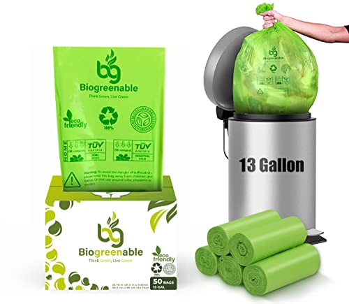 Biogreenable 50x Compostable Trash Bags - Eco-friendly and Sturdy