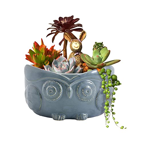 6.1 inch Glazed Ceramic Owl Planters for Indoor Plants