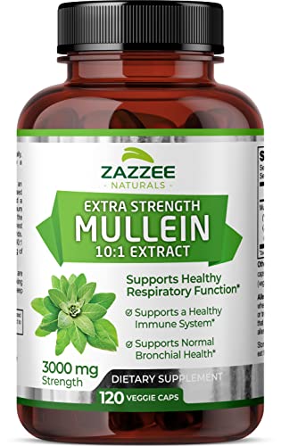 Zazzee Extra Strength Mullein Extract, 3000mg, 120 Vegan Capsules