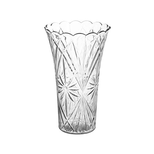 Flower Acrylic Vase Decorative Centerpiece for Home or Wedding - Durable and Elegant Non-Breakable Plastic Vase - Clear