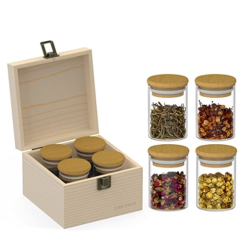 Airtight Glass Jar with Storage Box - Herb Spices, Coffee, Accessories
