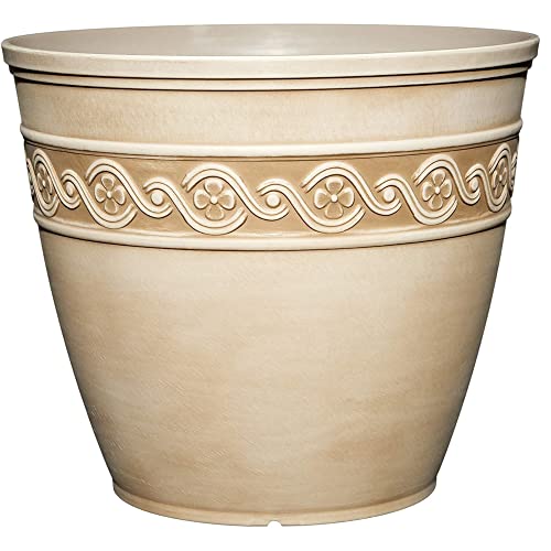 Corinthian Resin Flower Pot Planter, Desert Tan, 8"