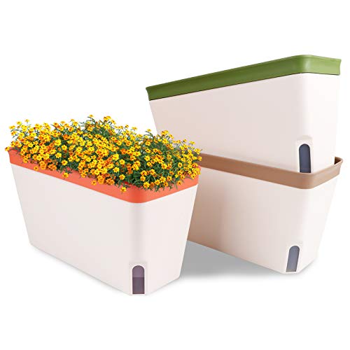 OurWarm Windowsill Herb Planter Box - Self Watering Pots for Indoor Plants