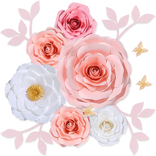Giant 3D Handmade Paper Flowers Bouquet with Butterflies - Pink Set