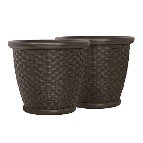 Suncast 22" Sonora Resin Wicker Planter Set of 2