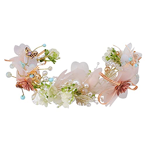 Butterfly Flower Headband for Women Wreath Crown