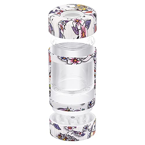 Light-Up Herb Grinder with Transparent Glass and LED Seal Storage Jars