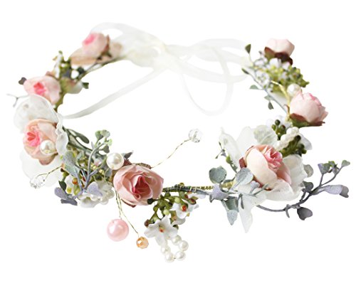Floral Garland Headband with Ribbon