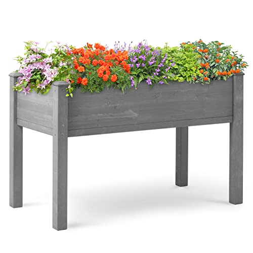 Outdoor Wood Elevated Planter Box with Legs