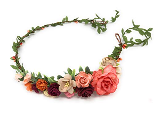 Coral Flower Crown Headpiece for Weddings