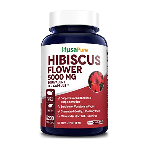 NusaPure Hibiscus Flower Caps - Non-GMO & Gluten-Free