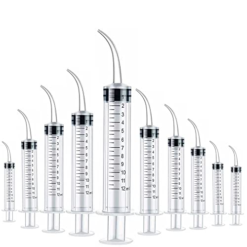 10 Pack Dental Syringes with Curved Tip