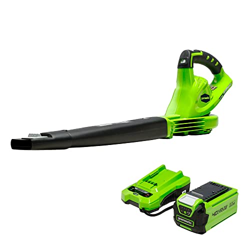 Greenworks 40V Cordless Leaf Blower with Battery and Charger
