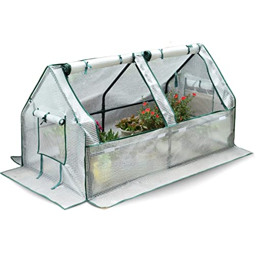 Portable Mini Greenhouse with Durable PE Cover and Mesh Windows