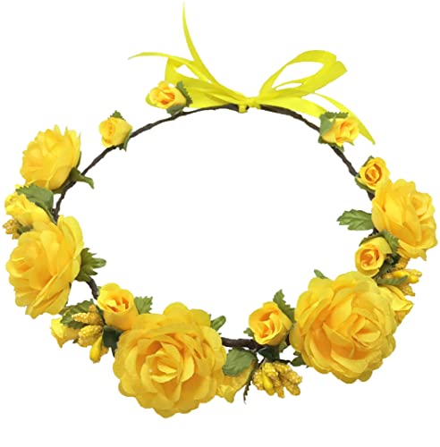 Floral Headpiece - Artificial Yellow Roses Wedding Bridal