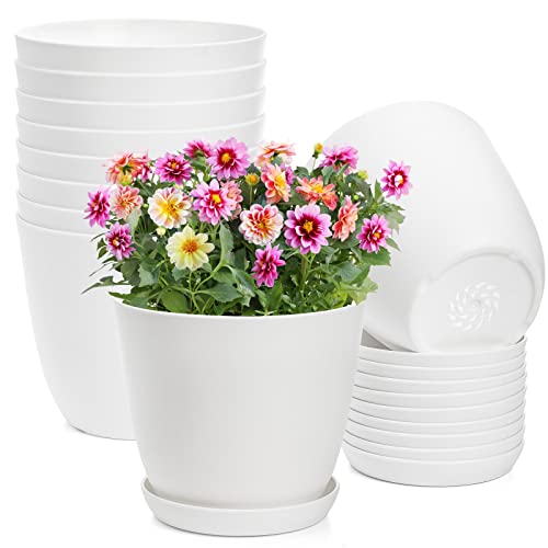 Stylish White Plastic Planter Pots with Drainage System